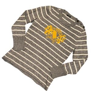 J. Crew Striped Wool/Cashmere Sweater with Crest Size Small